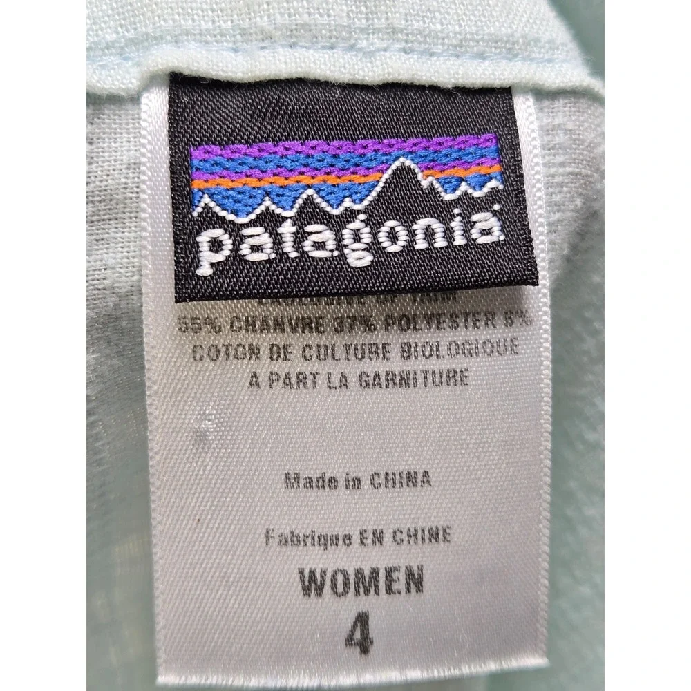 Women's Patagonia Size 4 Light Blue Hemp Blend Side Button A-Line Skirt Gorpcore